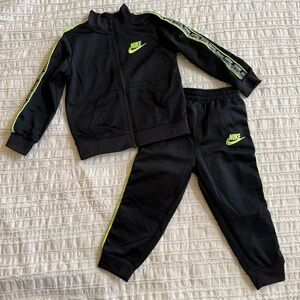 Nike Toddler Black Jogger Set with Neon Green Accents